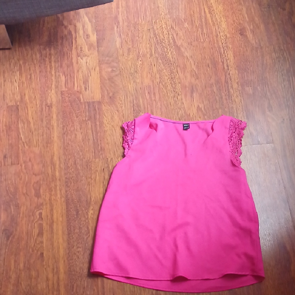 Pink Sleeveless Top with Lace Details